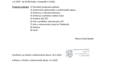 Pozvánka na schůzi Zastupitelstva obce
