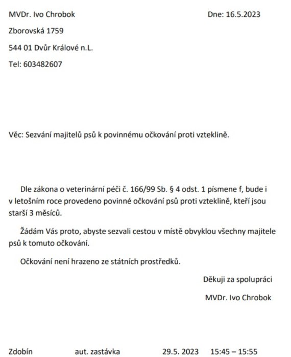 Povinné očkování psů