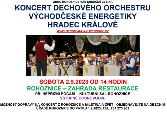 Obec Rohoznice-Koncert dechového orchestru VČE Hradec Králové 