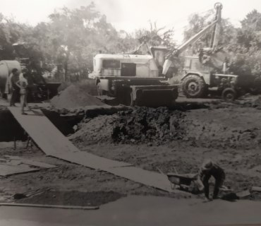 Výstavba požární nádrže 1974